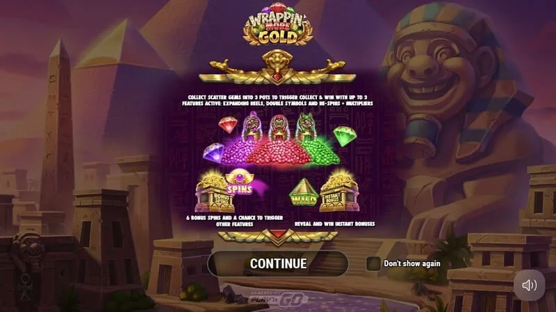 Wrappin' More Gold - menu principal avec une momie et des pyramides